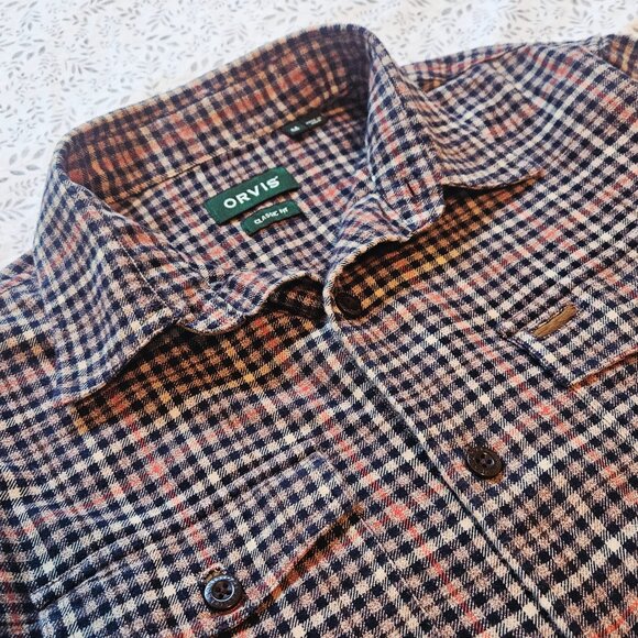 Orvis Men's Flannel Plaid Shirt Fairbanks Cotton Size M - Picture 1 of 10